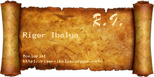 Riger Ibolya névjegykártya